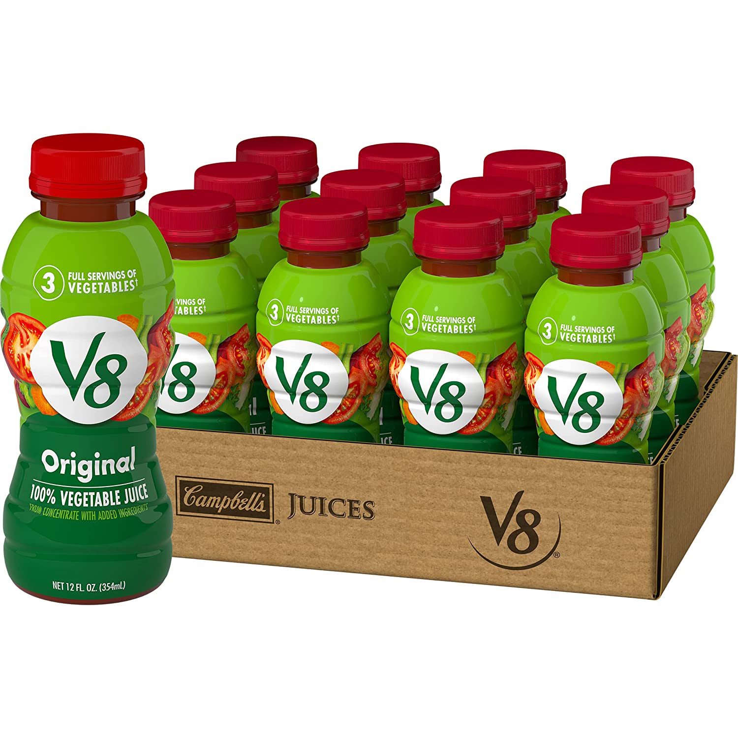 12-Pack 12-Oz V8 Original 100% Vegetable Juice Bottles $13.26 w/ S&S + Free Shipping w/ Prime or on orders over $25