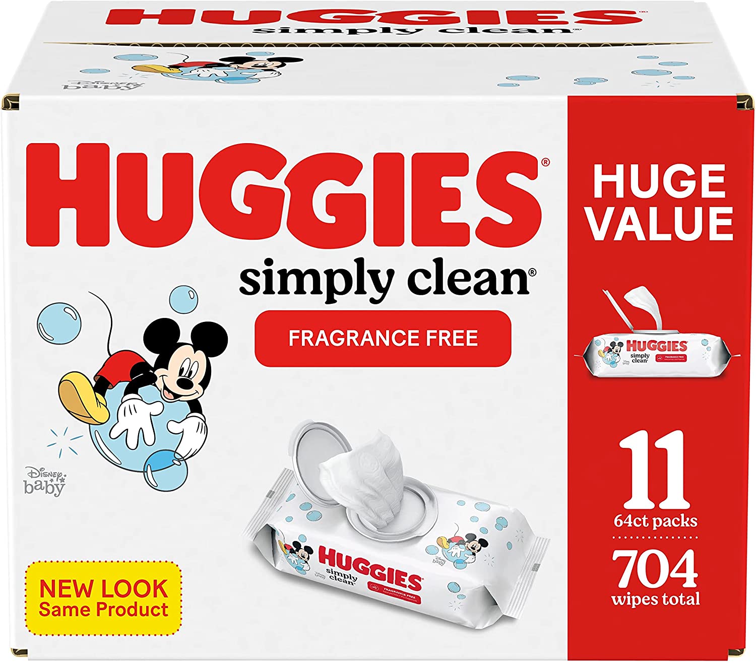 704-Count Huggies Simply Clean Baby Wipes (Unscented) $11.95 w/ S&S + Free Shipping w/ Prime or on orders over $25
