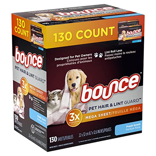 130-Count Bounce Pet Hair & Lint Guard Mega Dryer Sheets (Fresh Scent) $6.44 w/ S&S + Free Shipping w/ Prime or on orders over $25
