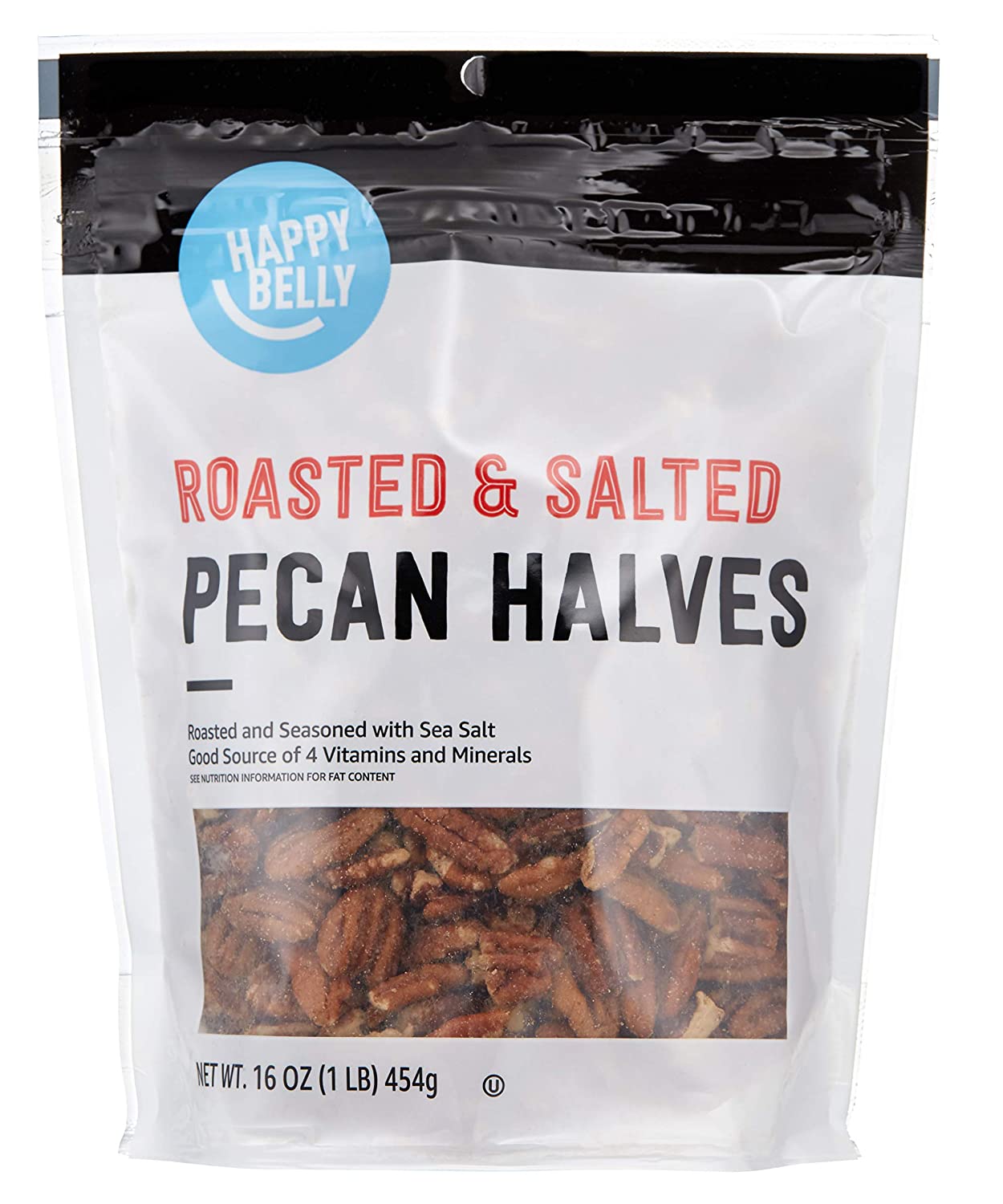16-Oz Happy Belly Roasted and Salted Pecan Halves $7.11 w/ S&S + Free Shipping w/ Prime or on orders over $25