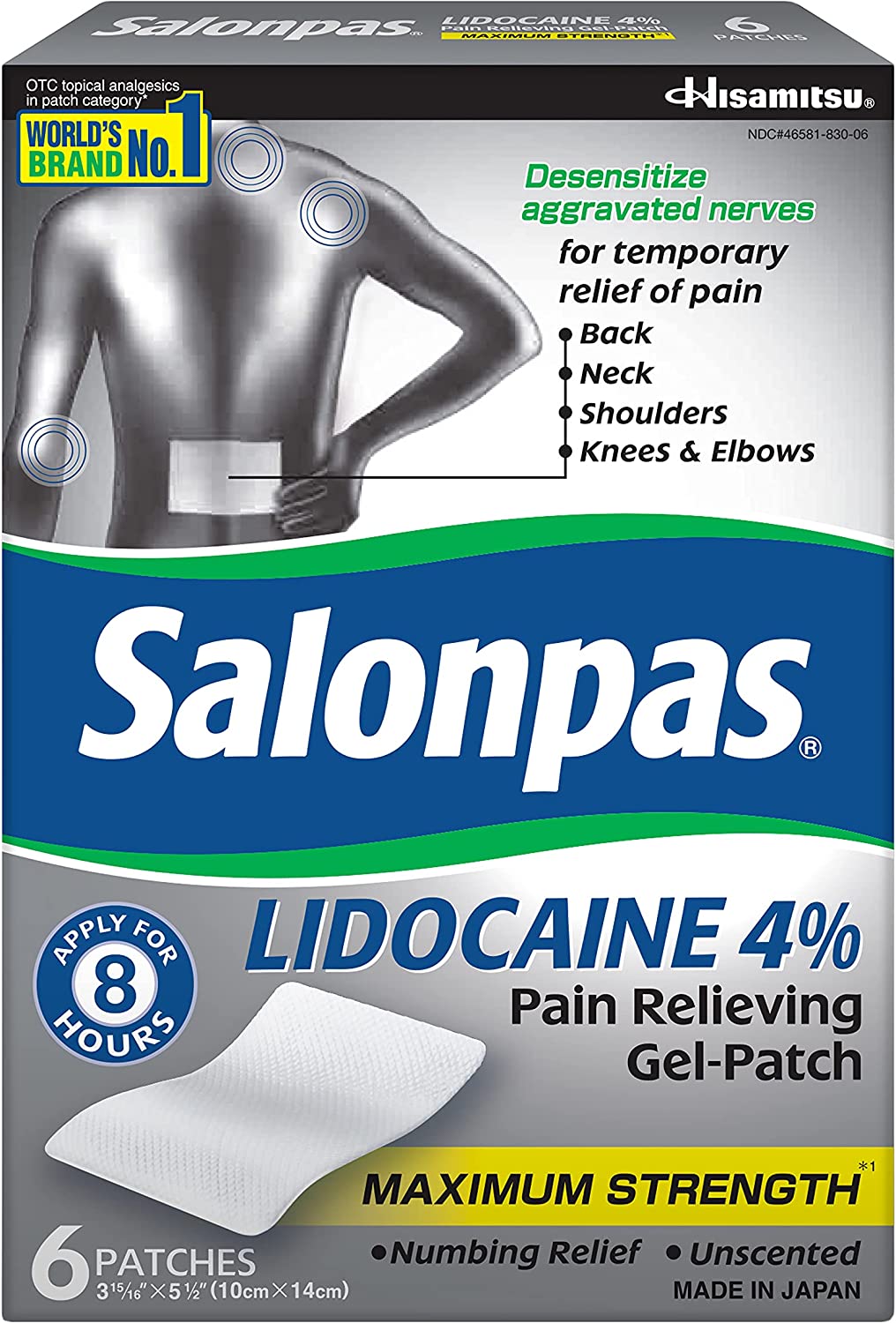 6-Count Salonpas Lidocaine 4% Pain Relieving Gel Patches $6.08 w/ S&S + Free Shipping w/ Prime or on orders over $25