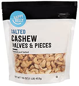 16-Oz Happy Belly Roasted & Salted Cashew Halves & Pieces $5.38 + Free Shipping w/ Prime or on orders over $25