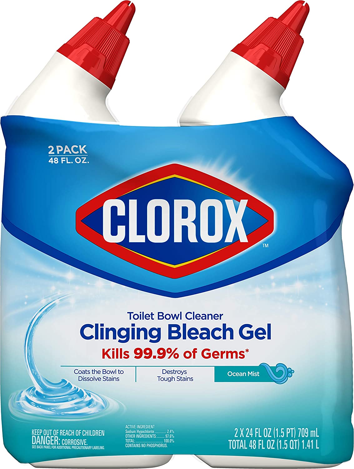 2-Pack 24-Oz Clorox Toilet Bowl Cleaner Clinging Bleach Gel (Ocean Mist) $3.45 w/ S&S + Free Shipping w/ Prime or on orders over $25