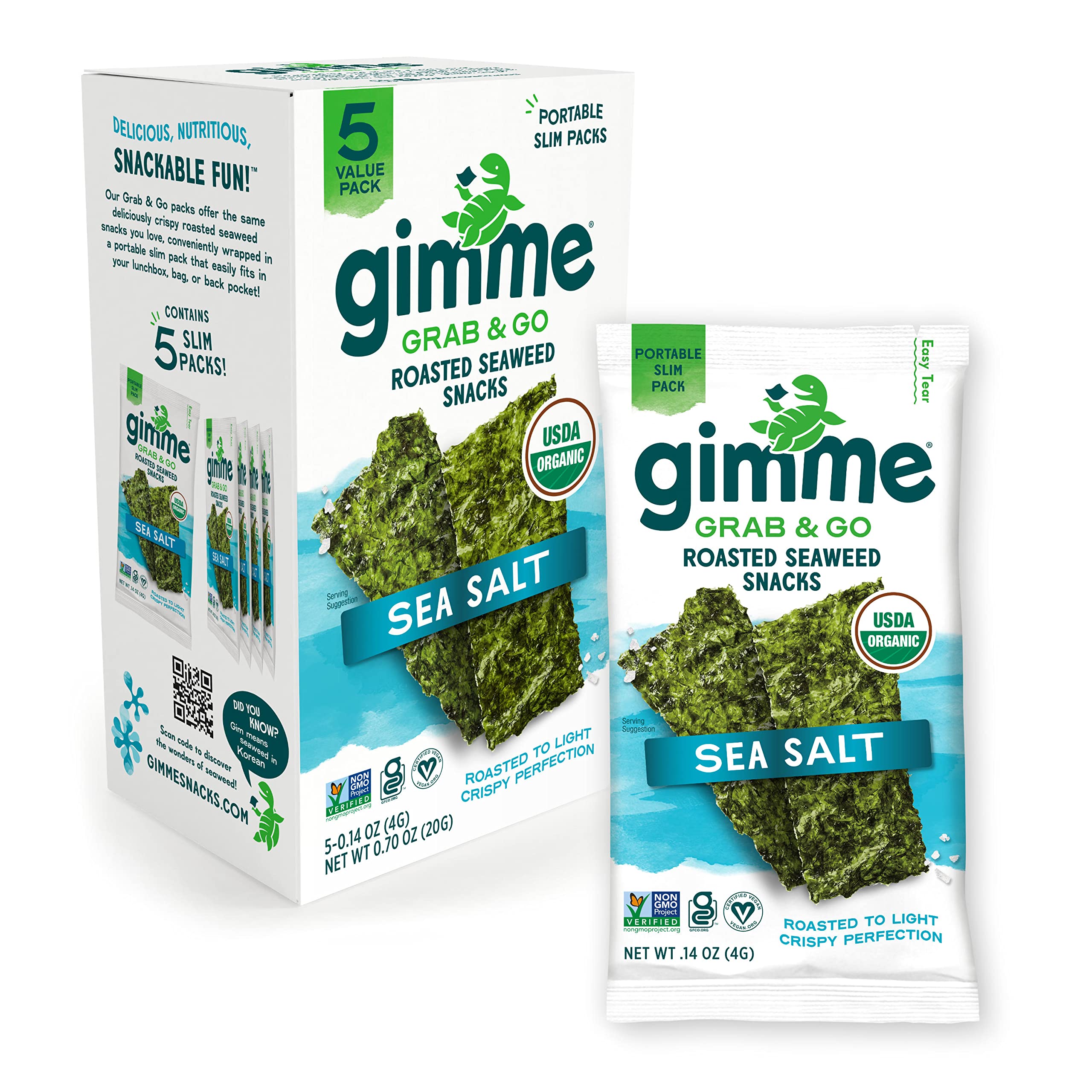 5-Count gimMe Grab & Go Organic Roasted Seaweed Sheets (Sea Salt) $2.42 w/ S&S + Free Shipping w/ Prime or on orders over $25