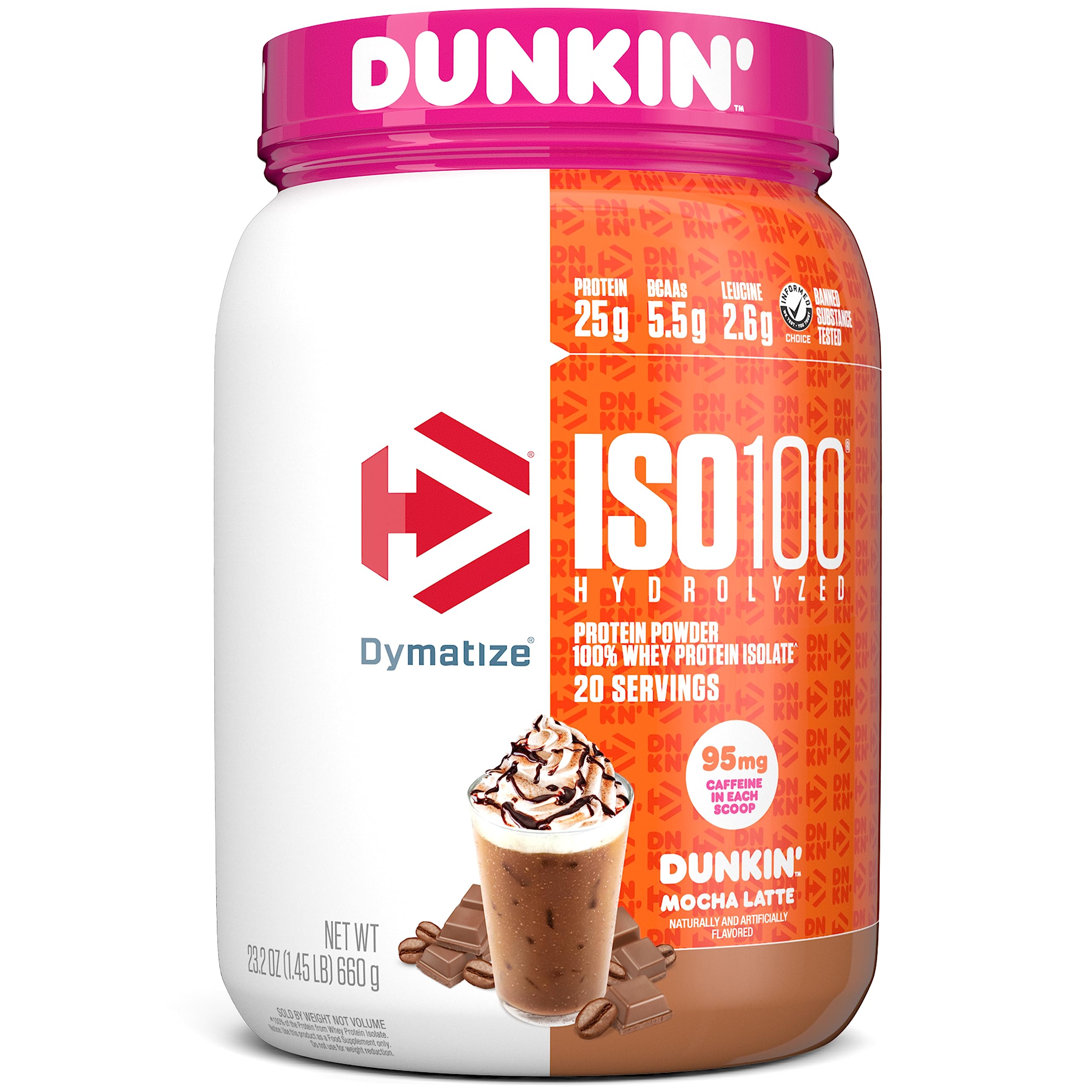 23.2-Oz Dymatize ISO100 Hydrolyzed Protein Powder (Dunkin' Mocha Latte) $23.72 w/ S&S + Free Shipping w/ Prime or on orders over $35