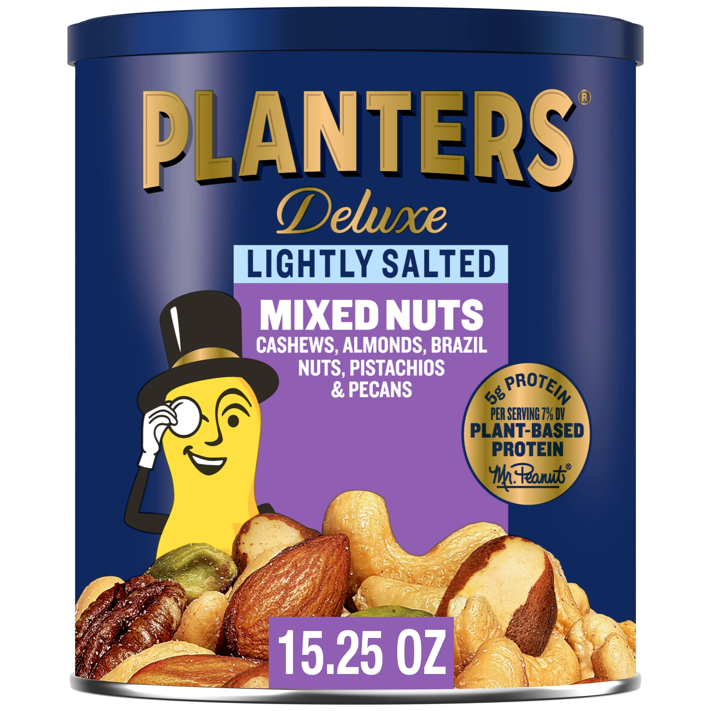 15.25-Oz Planters Deluxe Lightly Salted Mixed Nuts $6.82 w/ S&S + Free Shipping w/ Prime or on orders over $35