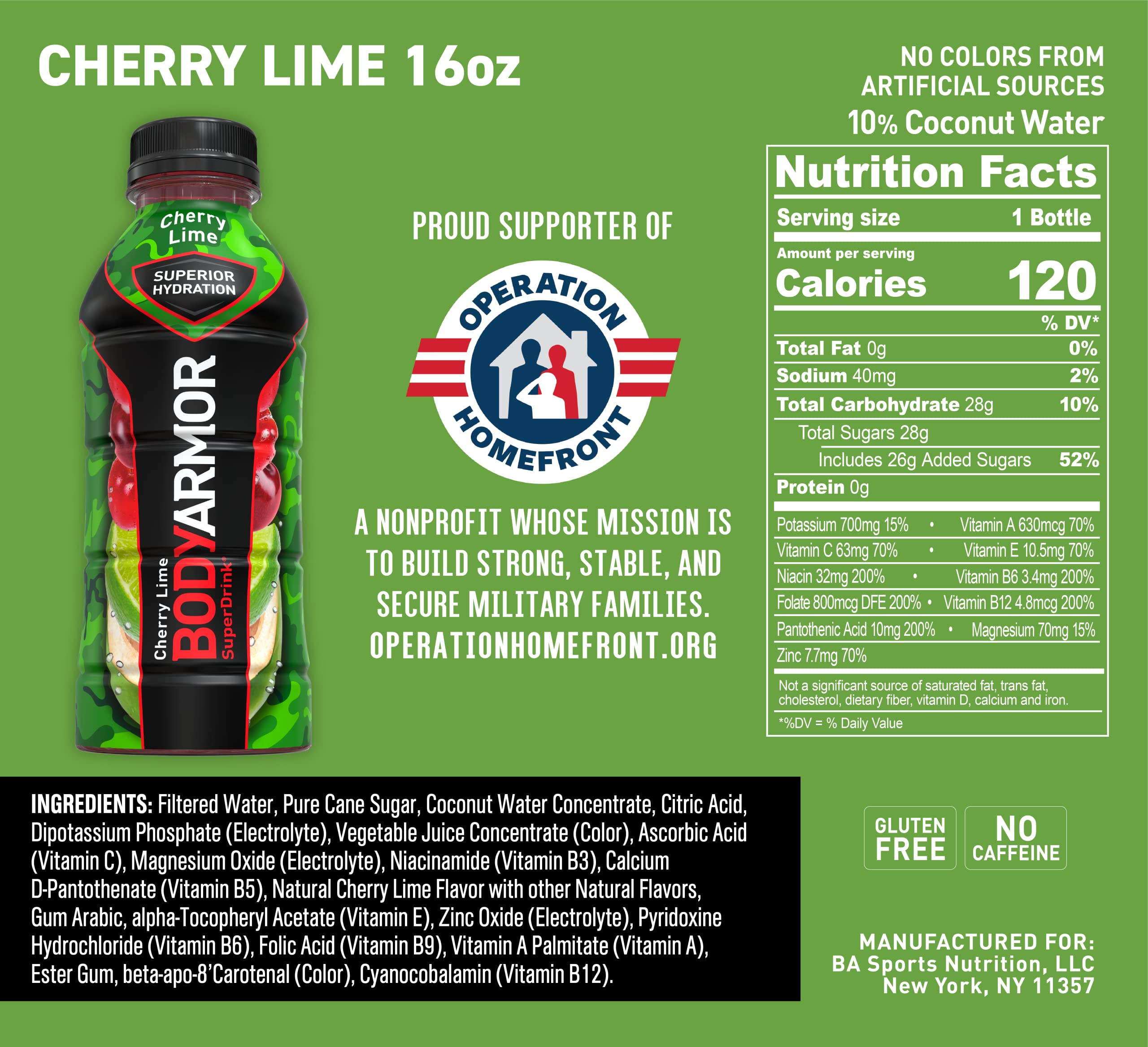 12-Pack 16-Oz BodyArmor Sports Drink (Cherry Lime) $11.29 w/ S&S + Free Shipping w/ Prime or on orders over $35