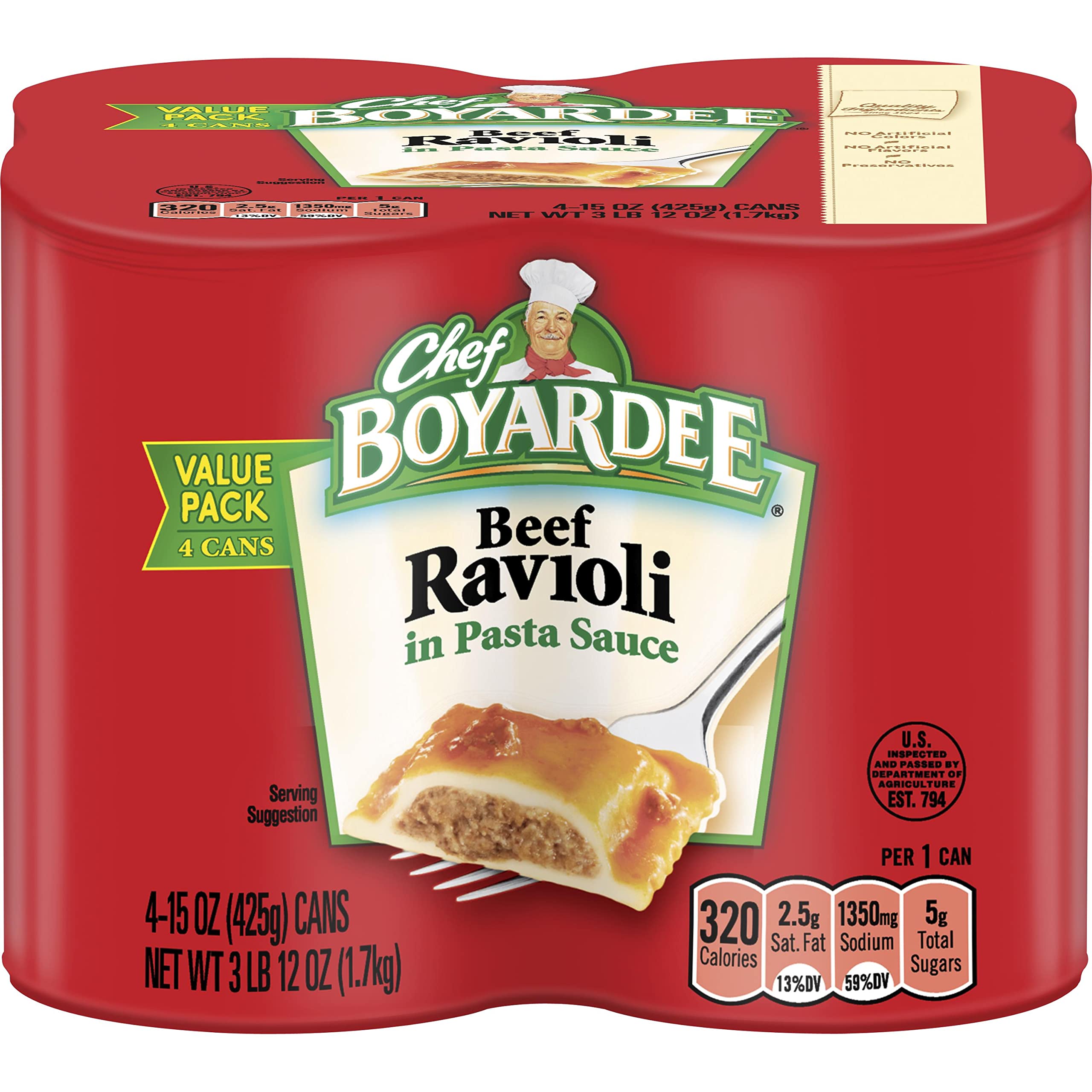 4-Pack 15-Oz Chef Boyardee Beef Ravioli $3.79 w/ S&S + Free Shipping w/ Prime or on orders over $35