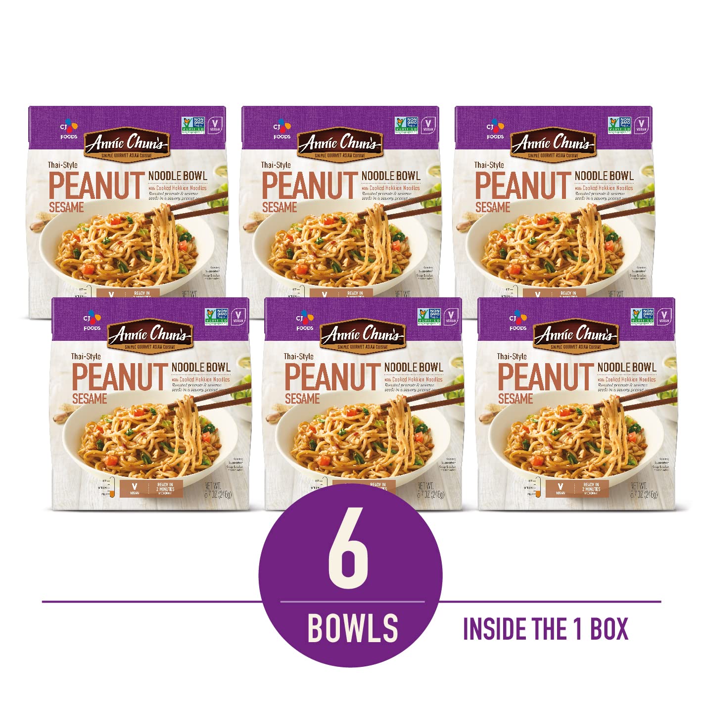 6-Pack 8.7-Oz Annie Chun's Thai-Style Peanut Sesame Noodle Bowls $9.48 w/ S&S + Free Shipping w/ Prime or on orders over $35