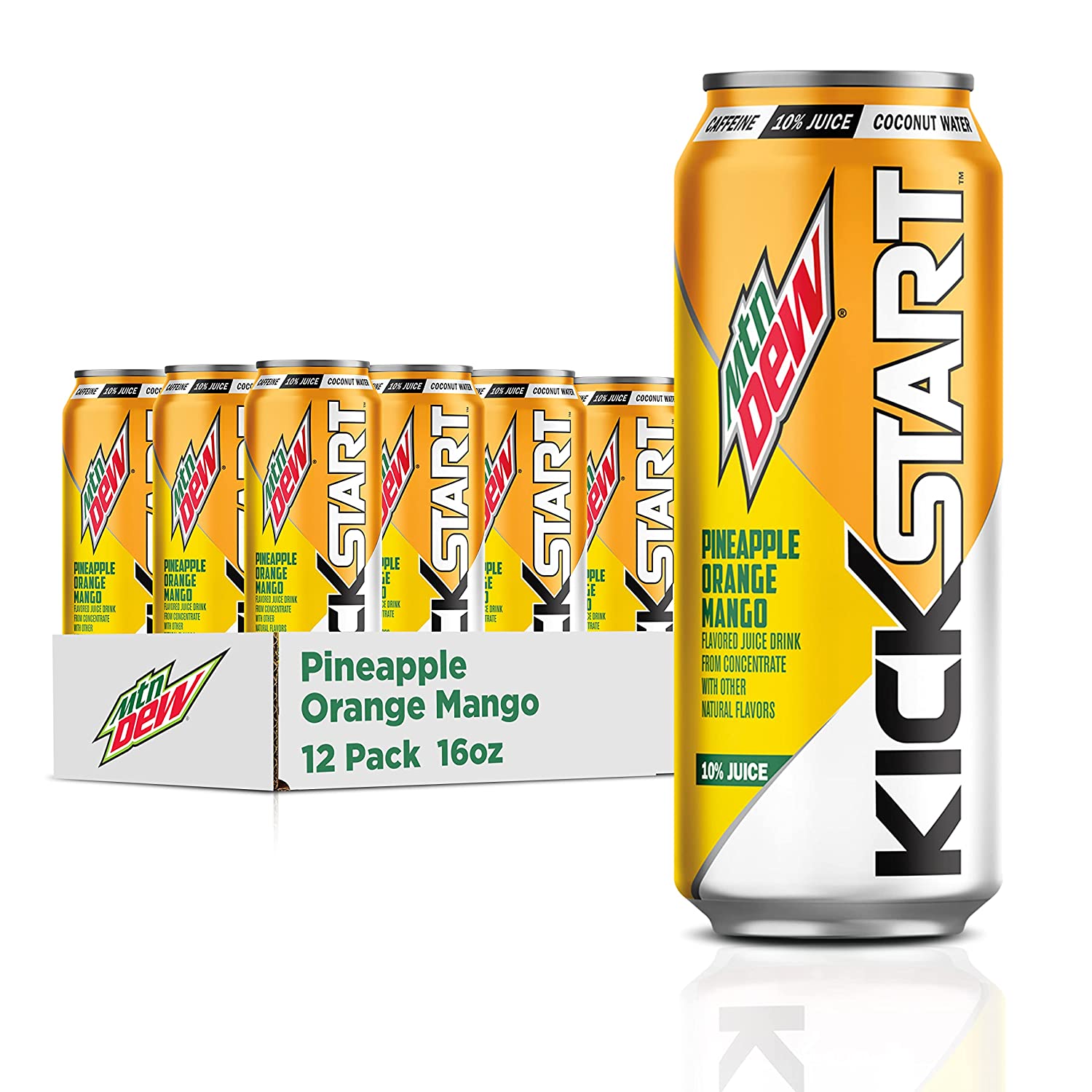 12-Pack 16-Oz Mountain Dew Kickstart Energy Drink (Pineapple Orange Mango) $11.40 w/ S&S + Free Shipping w/ Prime or on orders over $35