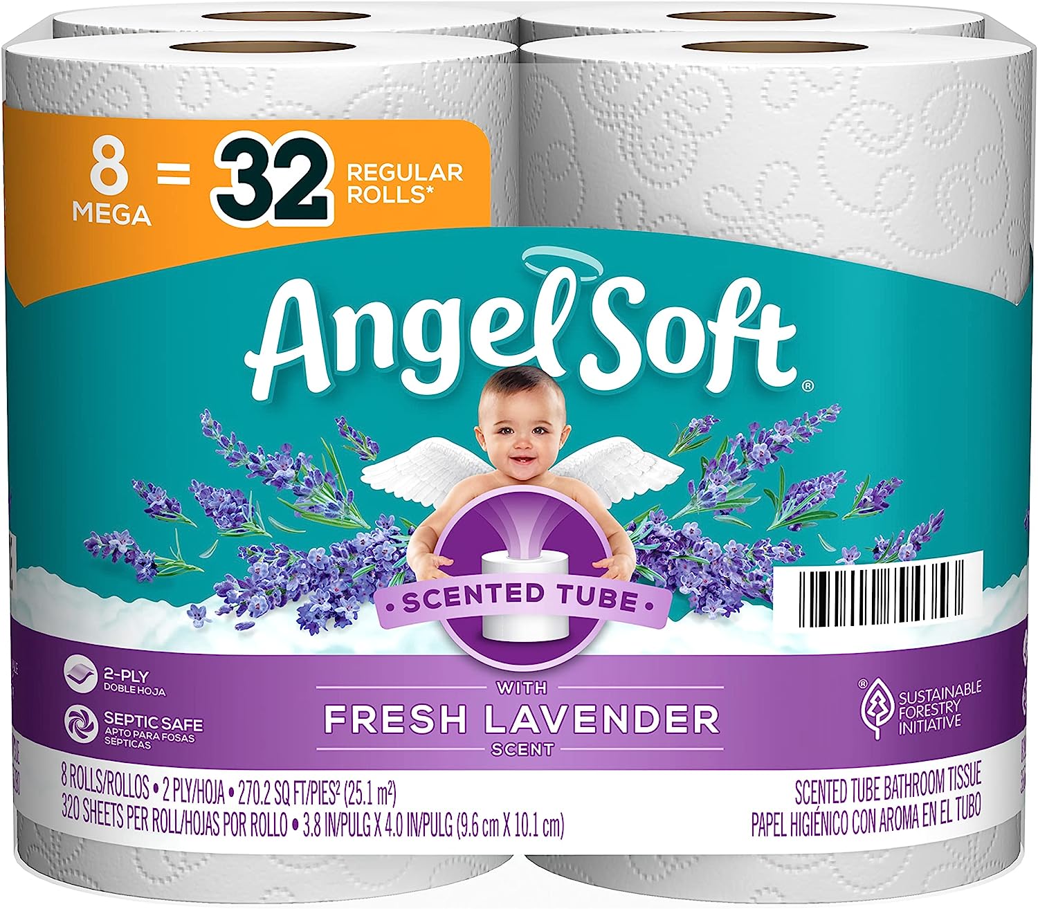 8-Count Angel Soft Mega Rolls (Fresh Lavender) $5.69 w/ S&S + Free Shipping w/ Prime or on orders over $35