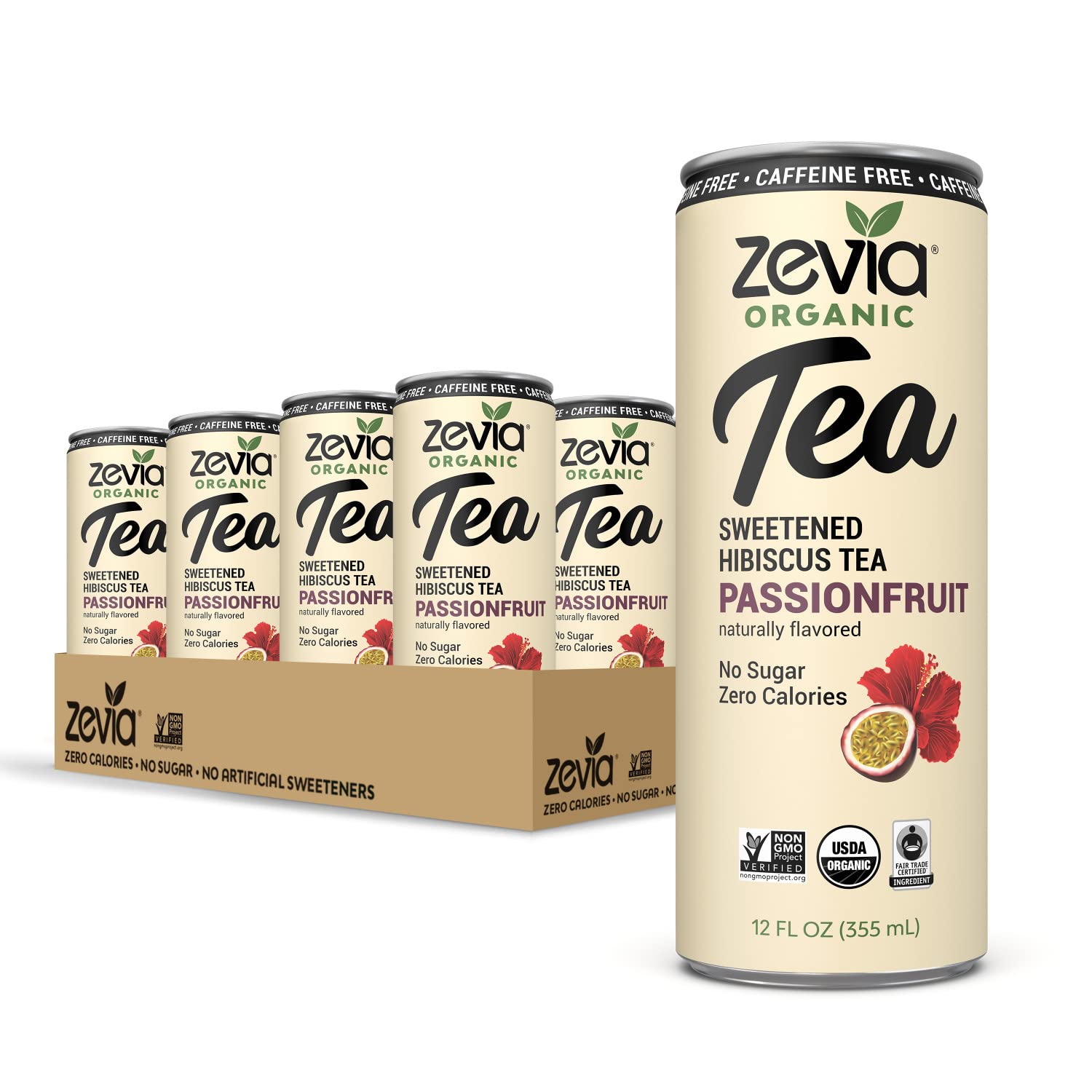 12-Pack 12-Oz Zevia Organic Sugar Free Caffeine Free Iced Tea (Hibiscus Passionfruit) $14.79 w/ S&S + Free Shipping w/ Prime or on orders over $35