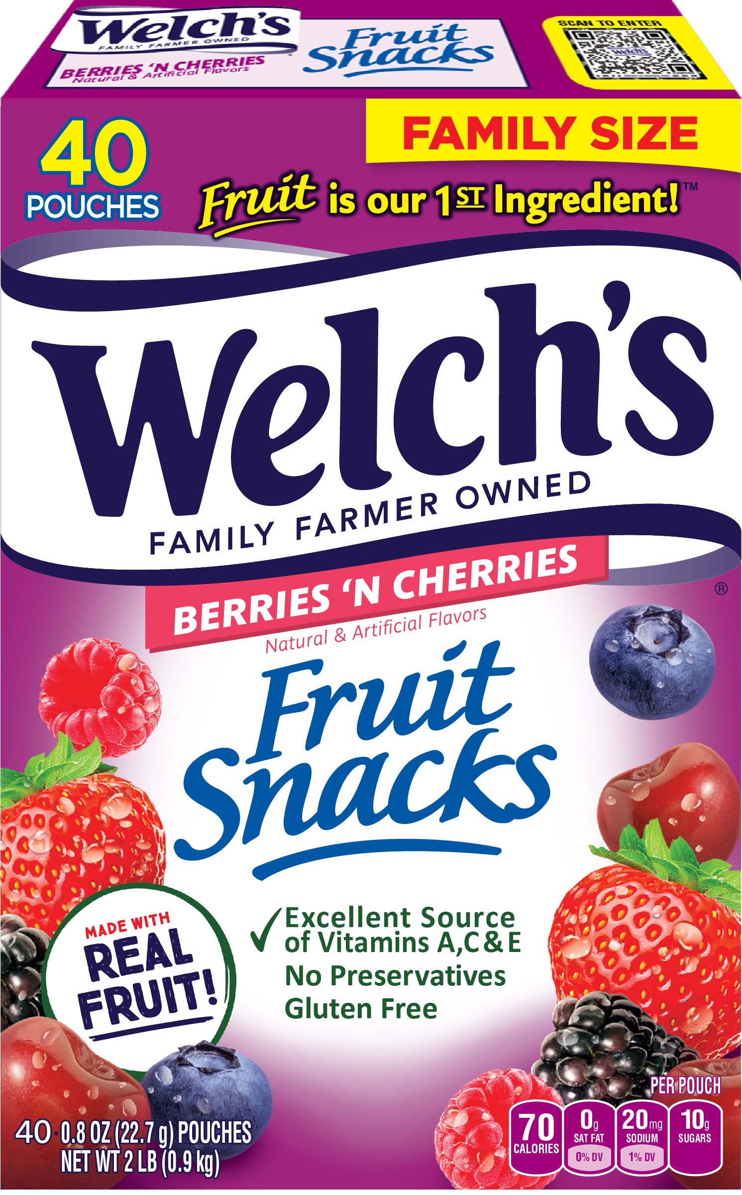 40-Count Welch's Berries 'N Cherries Fruit Snacks $6.32 w/ S&S + Free Shipping w/ Prime or on orders over $35