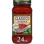 24-Oz Classico Family Favorites Traditional Pasta Sauce $2.05 w/ Subscribe &amp; Save