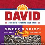 5.25-Oz David Roasted and Salted Jumbo Sunflower Seeds (Sweet and Spicy) $1.69 + Free Shipping w/ Prime or on orders over $35