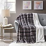 50&quot; x 60&quot; Comfort Spaces Sherpa Reversible Throw Blanket (Grey Plaid) $8 + Free Shipping w/ Prime or on orders over $35