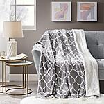 50&quot; x 60&quot; Comfort Spaces Sherpa Reversible Throw Blanket (Grey Ogee) $9 + Free Shipping w/ Prime or on orders over $35