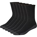 6-Pack Hanes Men's Max Cushioned Crew Socks (Black/Grey, 12-14) $6.50