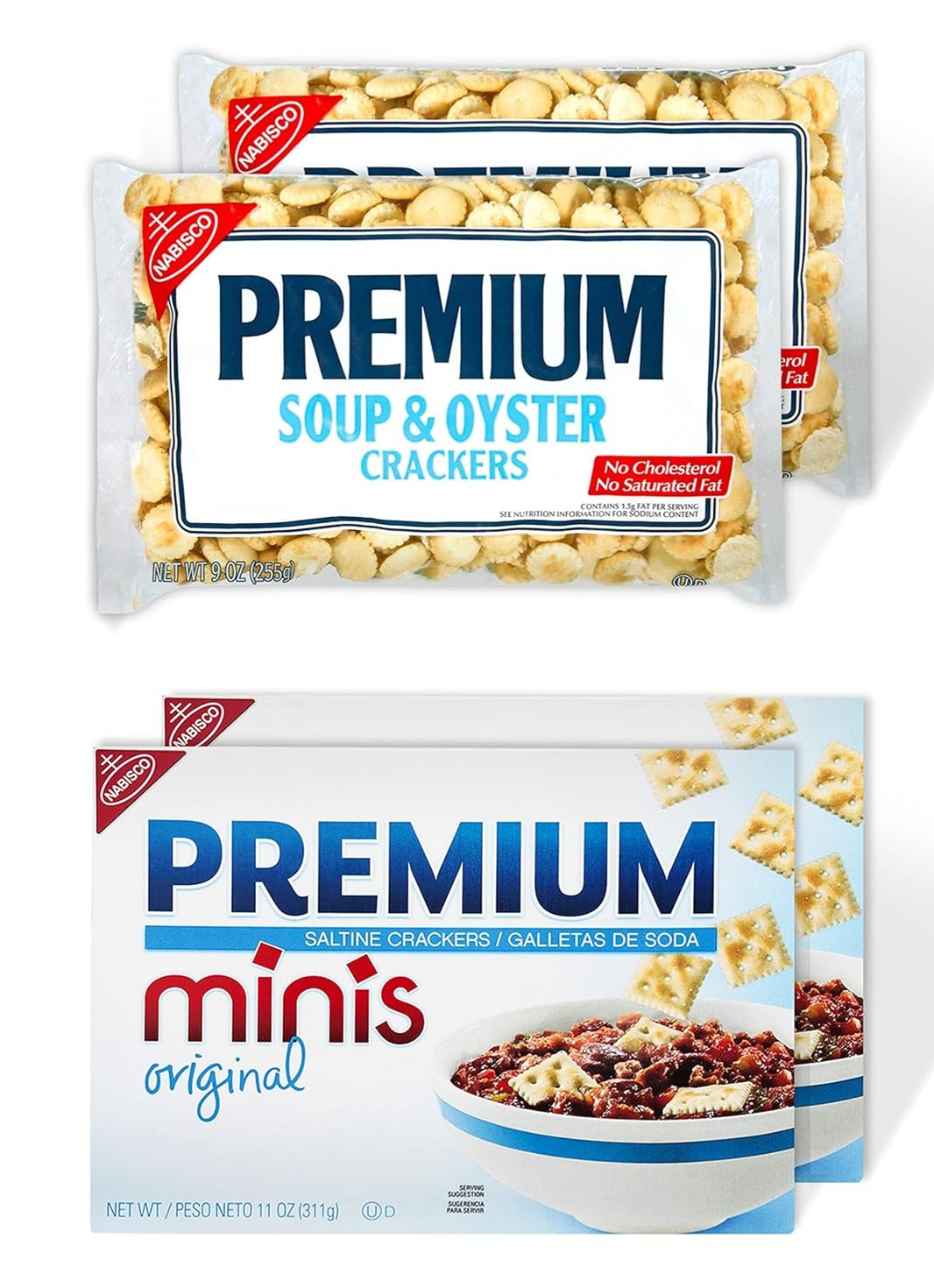 Premium Crackers Variety Pack: 2-Pack 11-Oz Mini Saltine Crackers + 2-Pack 9-Oz Soup & Oyster Crackers $7.84 w/ S&S + Free Shipping w/ Prime or on orders over $35