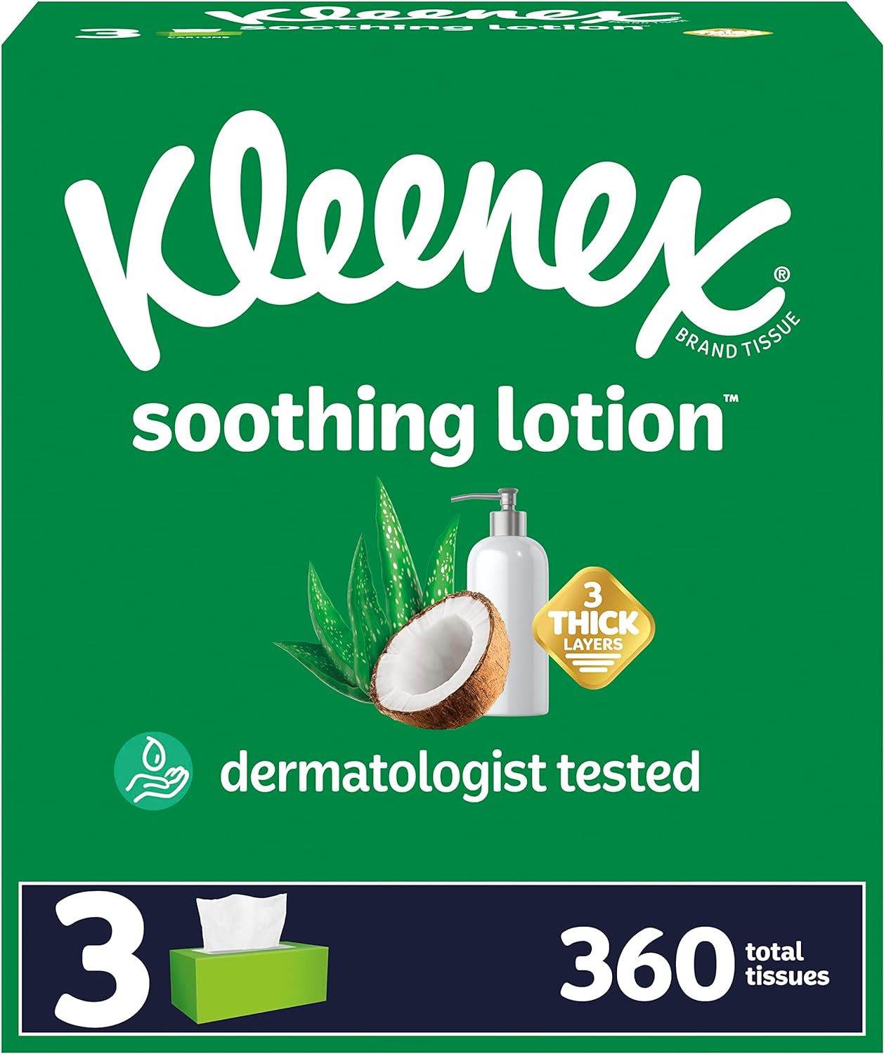 3-Pack 120-Count Kleenex 3-Layer Facial Tissues (Soothing Lotion or Ultra Soft) $4.74 w/ S&S + Free Shipping w/ Prime or on orders over $35