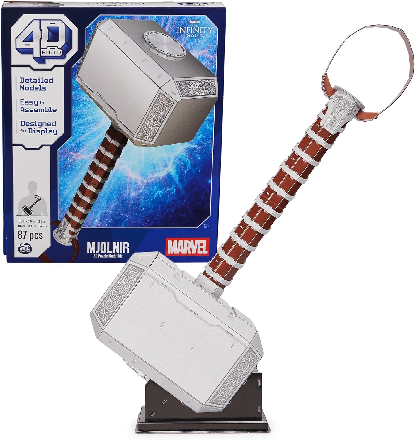 87-Piece 4D Build Marvel Mjolnir Thor's Hammer 3D Puzzle Model Kit w/ Stand $6.20 + Free Shipping w/ Prime or on orders over $35