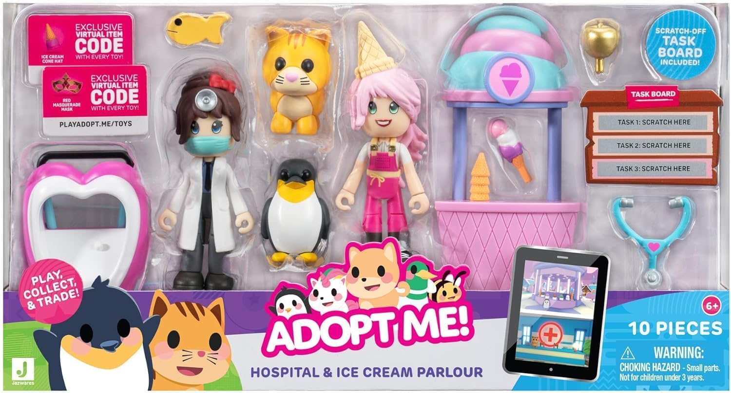 Adopt Me! Hospital and Ice Cream Parlour Friends Pack Bundle w/ 2 Exclusive Virtual Code Items $7.20 + Free Shipping w/ Prime or on orders over $35