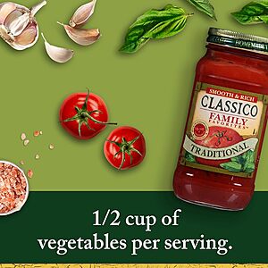 24-Oz Classico Family Favorites Traditional Pasta Sauce $  2.05 w/ S&S + Free Shipping w/ Prime or on orders over $  35