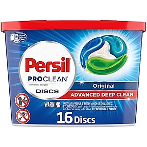 16-Count Persil ProClean Discs Laundry Detergent Pacs (Original) $4.08 w/ S&S + Free Shipping w/ Prime or on orders over $35
