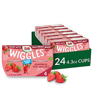 24-Count 4.3-Oz Dole Wiggles No Sugar Added Fruit Juice Gels Snacks (Strawberry) $12.45 w/ S&S