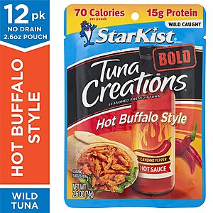12-Pack 2.6-Oz StarKist Tuna Creations Pouches (Hot Buffalo Style) $8.65