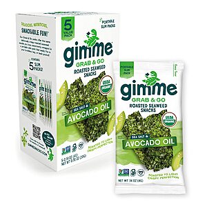 5-Count 0.14-Oz gimMe Grab & Go Organic Roasted Seaweed Sheets (Sea Salt & Avocado Oil)