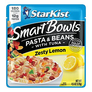 12-Pack 4.5-Oz StarKist Smart Bowls Pasta & Beans w/ Tuna (Zesty Lemon) $  11.40 w/ S&S + Free Shipping w/ Prime or on orders over $  35