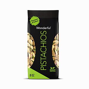 8-Oz Wonderful Pistachios In Shell (Roasted & Salted) $  2.85 w/ S&S + Free Shipping w/ Prime or on orders over $  35