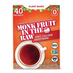 40 Packets Monk Fruit In the Raw Natural Monk Fruit Sweetenerl (Sugar-Free) $3 