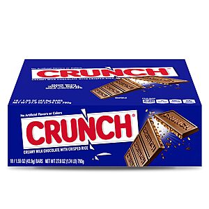 18-Pack 1.55-Oz Crunch Milk Chocolate w/ Crisped Rice Candy Bars $15.30 
