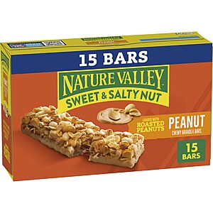 15-Count Nature Valley Sweet and Salty Nut Granola Bars (Peanut)  w/ Subscribe & Save