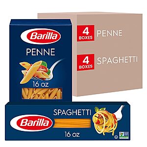 16-Oz 4-Pack Barilla Penne Pasta + 4-Pack Spaghetti Pasta .90