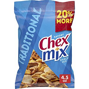 4.5-Oz Chex Mix Savory Traditional Snack Mix $1.25 w/ S&S + Free Shipping w/ Prime or on orders over $35