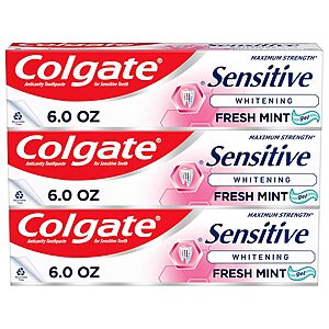 3-Pack 6-Oz Colgate Maximum Strength Whitening Toothpaste for Sensitive Teeth (Fresh Mint) $7.07 w/ S&S + Free Shipping w/ Prime or on orders over $35