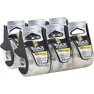6-Pack Duck Max Strength Packing Tape w/ Dispenser (Clear, 1.88" x 22 yd) $10