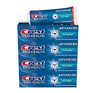 4-Pack 5-Oz Crest Pro-Health Advanced Antibacterial Protection Toothpaste (Mint Burst) $11.39 w/ S&S + Free Shipping w/ Prime or on orders over $35