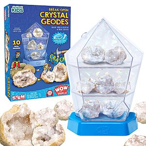 Wow in the World 10-Count Break-Open Crystal Geodes w/ Display Case, Goggles & Magnifying Glass $7.26 + Free Shipping w/ Prime or on orders over $35