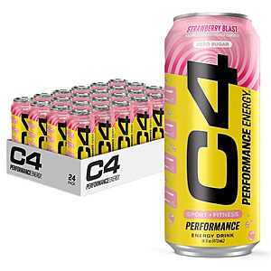 24-Pack 16-Oz Cellucor C4 Performance Zero Sugar Energy Drink (Strawberry Blast) $22.15 w/ Subscribe & Save