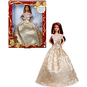 Barbie Signature 2025 Holiday Fashion Doll w/ Dark Brown Hair Wearing Silver & Gold Gown $24.43 + Free Shipping w/ Prime or on orders over $35