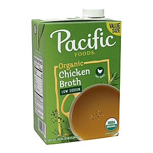 48-Oz Pacific Foods Organic Low Sodium Chicken Broth $3.02 w/ S&S + Free Shipping w/ Prime or on orders over $35