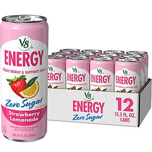 12-Pack 11.5-Oz V8 Energy Zero Sugar Strawberry Lemonade $10.45 w/ S&S