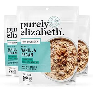 3-Pack 8-Oz Purely Elizabeth Collagen Oatmeal (Vanilla Pecan) $12.37 w/ S&S + Free Shipping w/ Prime or on orders over $35