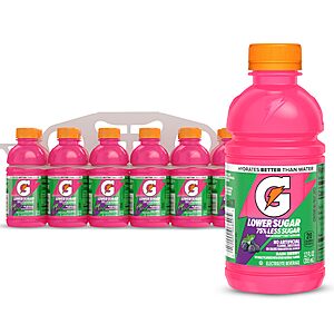 12-Pk 12-Oz Gatorade Lower Sugar Electrolyte Sports Drink (Rain Berry) $6.65 w/ S&S