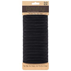 32-Count 4mm Amifiy No Damage Hair Ties (Black) $2 + Free Shipping w/ Prime or on orders over $35