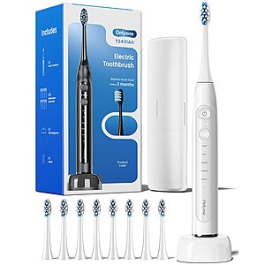 Onlyone Rechargeable Sonic Electric Toothbrush w/ 8 Brush Heads (White) $9 + Free Shipping w/ Prime or on orders over $35